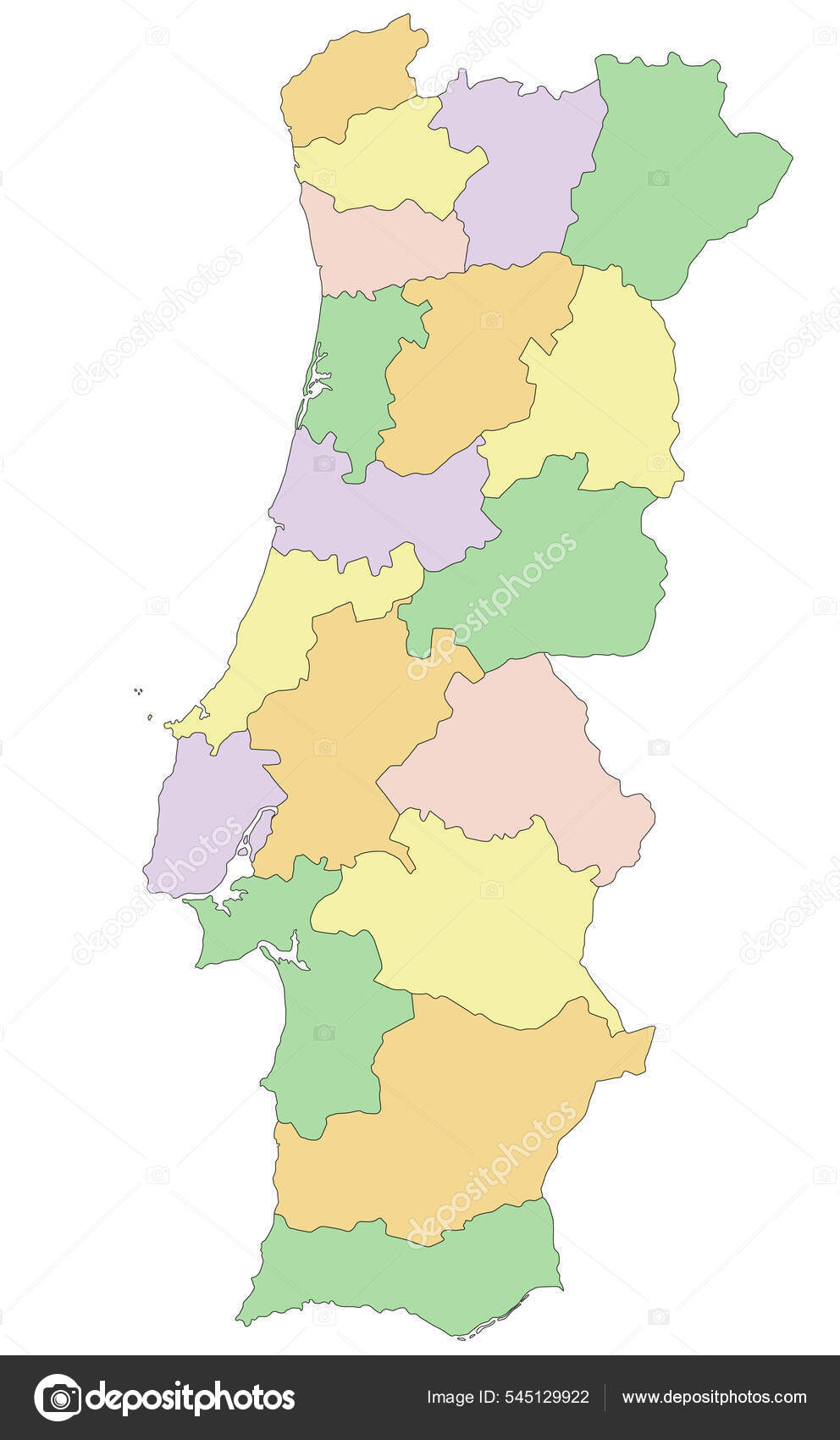 Portugal Mapa Político Altamente Detalhado Editável imagem vetorial de  delpieroo© 545129922